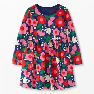 Hanna Andersson Girls Rosey Posey Long Sleeve Playground Pocket Dress